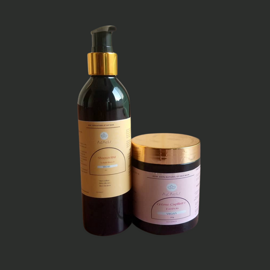 Kit Revitalia AZAELY : Shampooing (VoluBrillance) & le soin capillaire (FortiSoin) pour des cheveux sains, fort, brillance, et volumineux