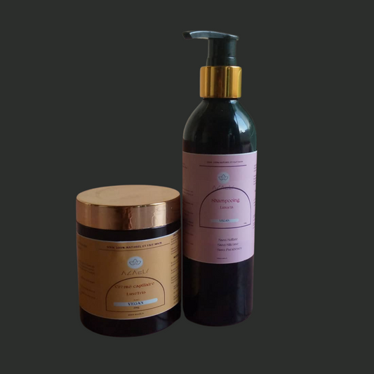 Kit Curluxe AZAELY : Shampoing hydratation intence (Luxuria) & Crème capillaire (LuxeTrio) pour cheveux bouclés, texturés, afro, frisés