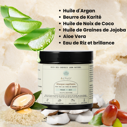 Masque Capillaire (AZAELY) pour réparation, hydration et nourris en  profondeur