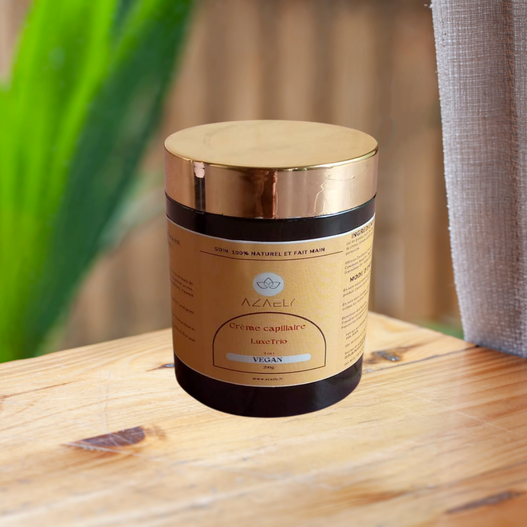 Crème capillaire, conditioneur, soins sans rinçage, démélant, curl cream (LuxeTrio) AZAELY pour les cheveux texturés, bouclés, afro et frisés