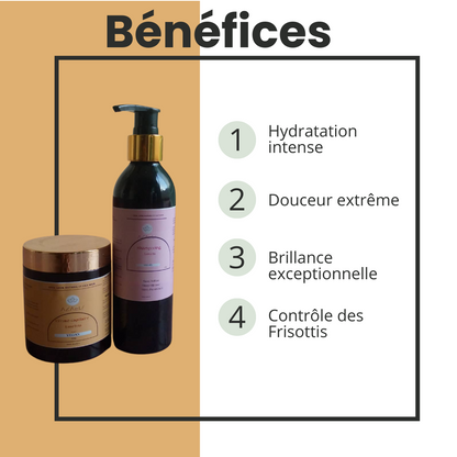 Kit Curluxe AZAELY : Shampoing hydratation intence (Luxuria) & Crème capillaire (LuxeTrio) pour cheveux bouclés, texturés, afro, frisés