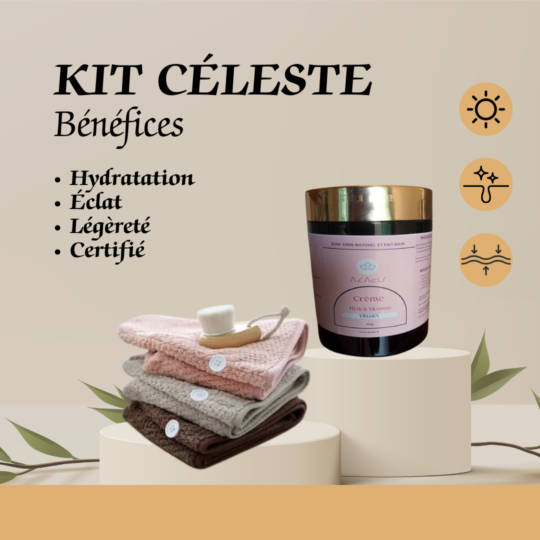 Kit Céleste : Baume hydratant (Hydra-Mousse) & Serviette Microfibre, absorbante