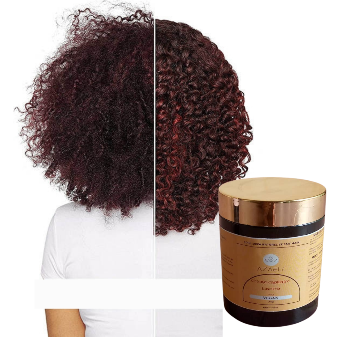 Crème capillaire, conditioneur, soins sans rinçage, démélant, curl cream (LuxeTrio) AZAELY pour les cheveux texturés, bouclés, afro et frisés
